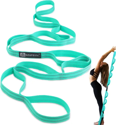 Vista 8 de A AZURELIFE Premium Durable Stretch Straps with Loops, Stretching Strap for Physical Therapy, Multi-Loop Yoga Strap Fitness Exercise Strap for Yoga