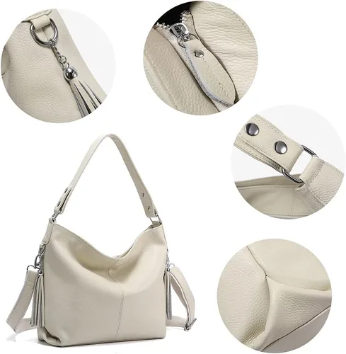 Vista 52 de Moda suave cuero genuino borla mujer bolso señoras hombro mensajero hobo bolso