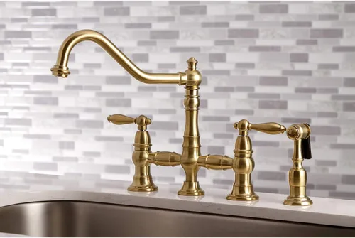 Vista 4 de Kingston Brass KS3277ALBS Grifo de cocina con rociador lateral, latón cepillado, 13.06 x 14.06 x 9.44 Cobrizo cepillado
