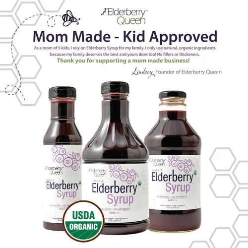 Vista 8 de Elderberry Queen Jarabe de Saúco Orgánico 12 Fl Oz - Fórmula de Apoyo Inmunológico con Sambucus Black Elderberry y Aronia Berry - Jarabe de Saúco