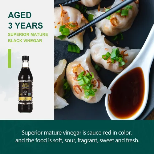 Vista 4 de Soeos Vinagre de Chinkiang 16.9 fl oz (16.9 fl oz), 3 años de edad, vinagre negro maduro envejecido, vinagre negro chino, vinagre de Zhenjiang