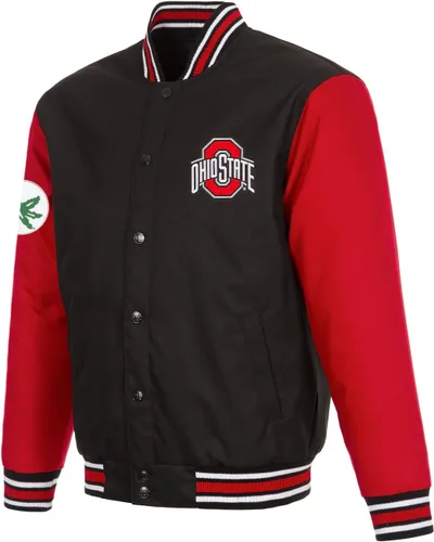 Vista 5 de JH Design Ohio State Buckeyes - Chaqueta de sarga de poliéster en 3 colores Negro