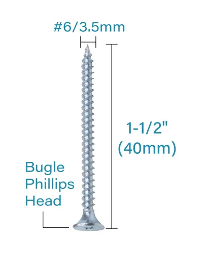 Vista 3 de IMScrews 200 tornillos Phillips de cabeza plana #6 x 1-1/2 pulgadas para paneles de yeso, rosca fina, punta afilada, kit surtido de tornillos