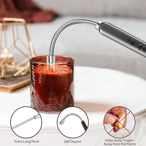 Vista 5 de RAYONNER Encendedor Eléctrico para Velas Encendedor USB Recargable Encendedor de Cuello Largo y Flexible Rellenos para Calcetines Navideños Regalos