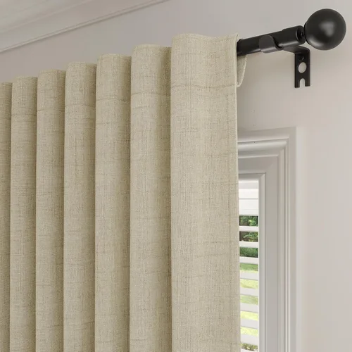Vista 13 de Rinwoc - Cortinas 100% opacas para dormitorio, cortinas con aislamiento térmico de 1.6 m de longitud, 2 paneles, lino texturizado de estilo granja