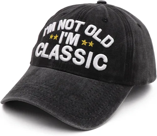 Vista 2 de Divertidos regalos de jubilación o cumpleaños sombreros para hombres y mujeres, gorra de béisbol clásica I'm Not Old Regalos para papá, abuelo