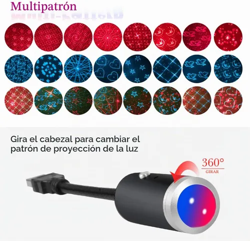 Vista 2 de Luz nocturna USB Star para interior de coche, techo, dormitorio, fiesta