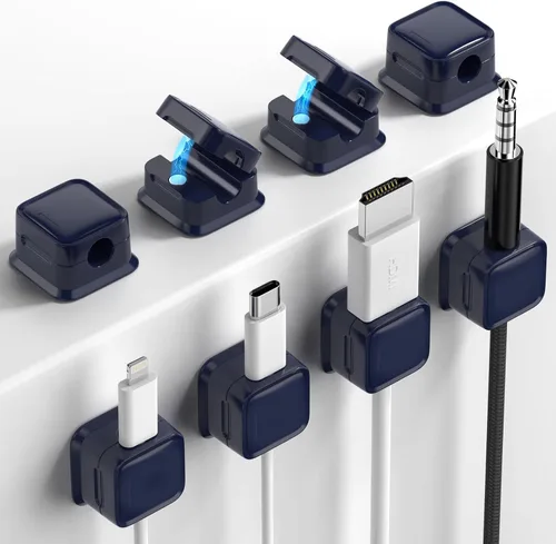 Vista 16 de Paquete de 8 Organizadores de Cables con Soporte, Costop Fuerte Adhesivo Magnético para Gestión de Cables de Escritorio, Fácil de Abrir, Organiza