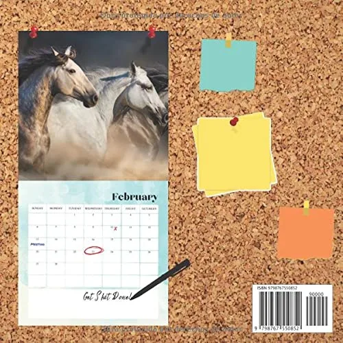 Vista 2 de Caballos Calendario 2022 Calendario 2022 8.5''x8.5'' - Regalos para familiares y amigas amigos - Animales divertidos (Spanish Edition)
