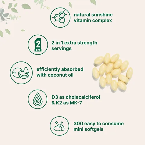Vista 4 de Micro Ingredients Vitamina D3 10,000iu + K2 200mcg de aceite de coco cápsulas blandas y proteína de colágeno múltiple en polvo, paquete de 2
