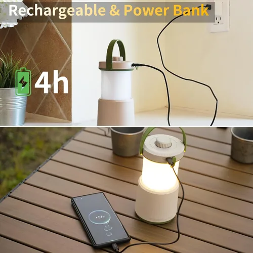 Vista 5 de Linterna LED de camping recargable, 800 lm, 230 horas de tiempo de funcionamiento, 5 modos de luz de campamento con luz roja, linterna impermeable