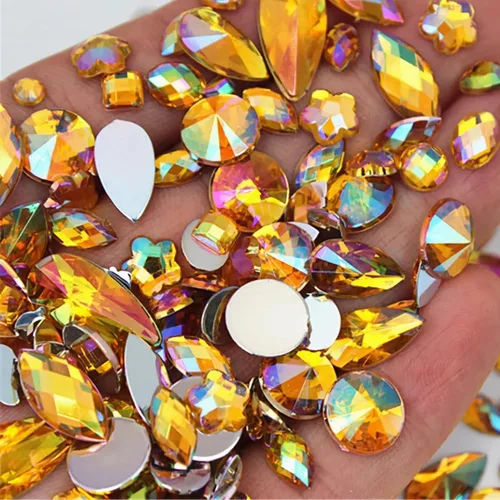 Vista 10 de 1000 gemas de cristal AB de diamantes de imitación coloridos, joyas de piedras preciosas acrílicas con parte trasera plana, manualidades