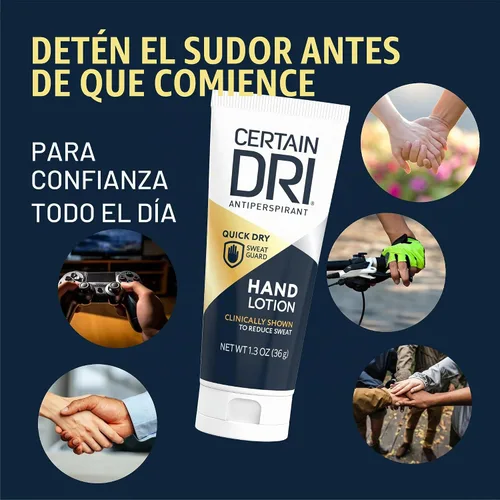 Vista 3 de Certain Dri Loción antitranspirante para manos, protección contra el sudor las 24 horas para sudoración excesiva e hiperhidrosis palmar, secado