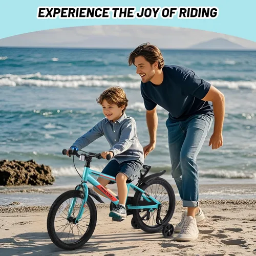 Vista 3 de Elegante bicicleta para niños de 4 a 9 años, fácil de montar, segura y estable, ruedas de 16 a 18 pulgadas, colores vibrantes, incluye ruedas