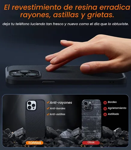 Vista 6 de TORRAS Funda Magnética Mejorada Más Fuerte para iPhone 14 Pro, 12 pies de grado militar probada contra caídas, compatible con MagSafe, resistente a