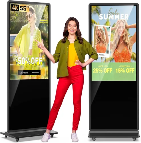 Vista 12 de MWE 32 pulgadas piso interior de pie señalización digital, sistema CMS, quiosco de exhibición de publicidad, pantalla LCD tótem comercial póster