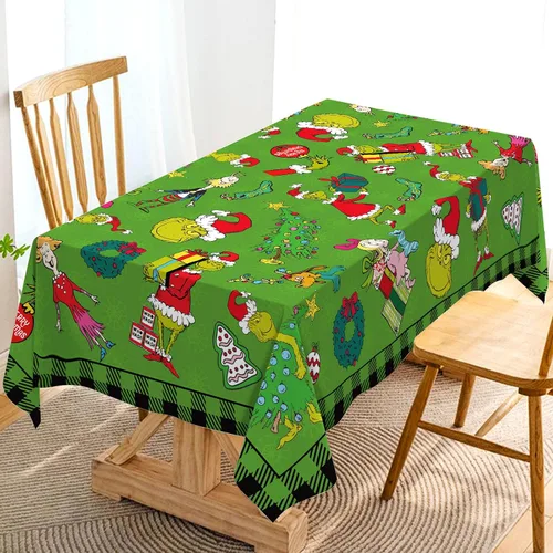 Vista 6 de Hafangry Mantel de Navidad Verde a Cuadros Buffalo Plaid Check Navidad Invierno Vacaciones Cumpleaños Fiesta Decoración Rectangular Cocina Comedor