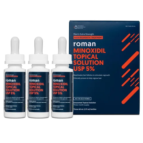 Vista 8 de RO MAN Minoxidil Solución al 5% para la pérdida y el crecimiento del cabello de los hombres, líquido sin perfume, clínicamente probado, 2 onzas