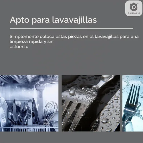 Vista 11 de Danialli - Juego de cubiertos de plata para 8 – cubiertos de acero inoxidable 18/10, pulido tipo espejo, apto para lavavajillas, resistente, vajilla