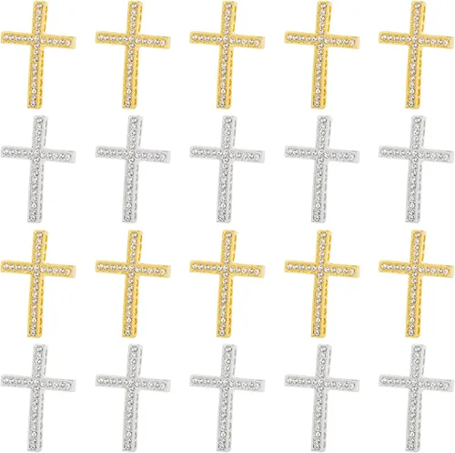 Vista 8 de AUEAR, Encantos de cruz con incrustaciones de cristal, cuentas de conector de metal lateral para pulseras y bisutería
