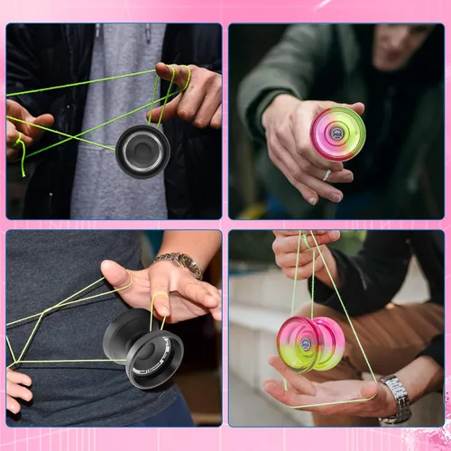 Vista 5 de P02 PC para principiantes YoYo + Pro Metal yoyo Responsive Dual Mode Yo Yo Top Finger Spin, Yoyo Trucos de Yoyo, yoyo para principiantes y adultos