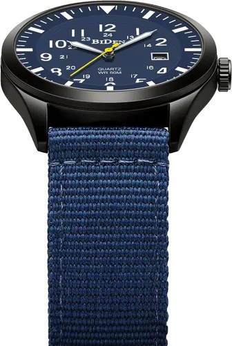 Vista 4 de Relojes militares para hombre, reloj militar militar de cuarzo analógico impermeable para hombre, pantalla de fecha, nailon táctico, deportes