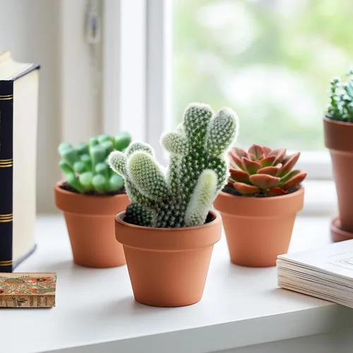 Vista 3 de Plantas suculentas vivas de 2 pulgadas, cactus de oreja de conejo, fácil cuidado y tolerante a la sequía Potted Succulents for Home Office Decor