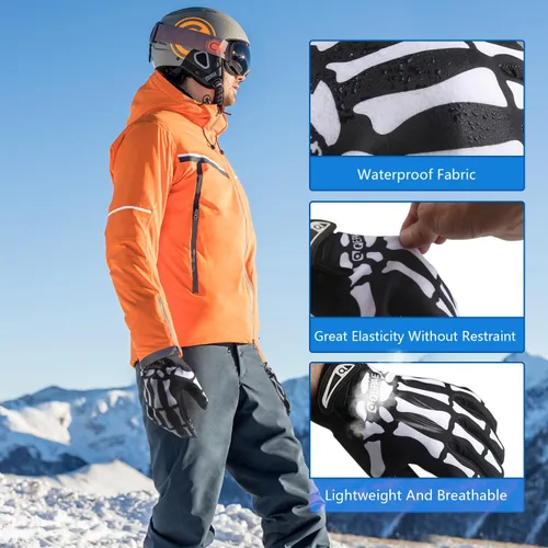 Vista 7 de Halloween Skeleton Gloves Touchscreen, Breathable Skull Gloves Cycling Anti-Slip Bone Halloween Costumes Gift
