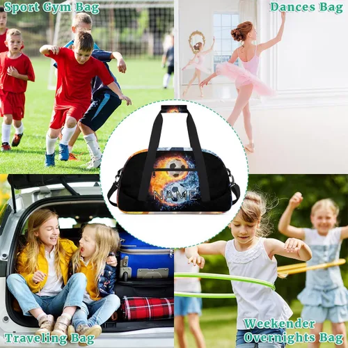Vista 7 de Bolsa de lona personalizada para niños y niñas, para viajes, fútbol, Yin Yang, Tai Chi, pequeña bolsa deportiva para gimnasio, bolsa de mano