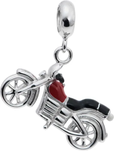 Vista 2 de Sterling Silver Motorbike Red Dangle Pendant Bead F/European Charm Bracelet