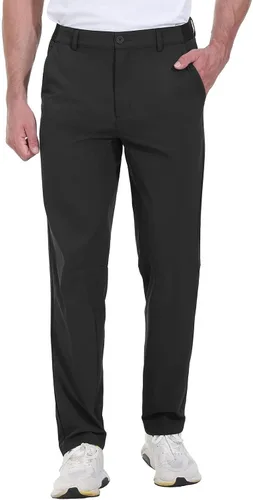Vista 4 de Rdruko Pantalones de golf elásticos para hombre de secado rápido ligeros casuales con bolsillos