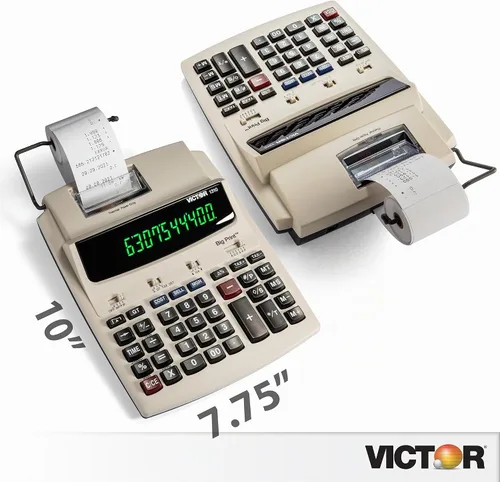 Vista 2 de Victor 1310 Calculadora de Impresión de Números Grandes, Pantalla LED de 12 Dígitos, Impresión Rápida sin Tinta (8.0 LPS), Teclas