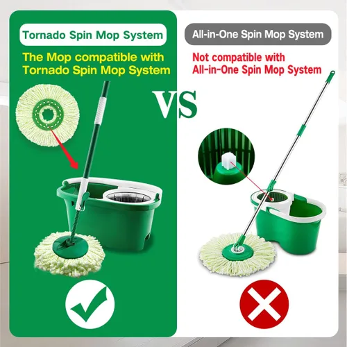 Vista 3 de Paquete de 3 cabezales de repuesto para trapeador giratorio Libman Tornado, cabezal de repuesto de mopa giratoria de microfibra, fácil