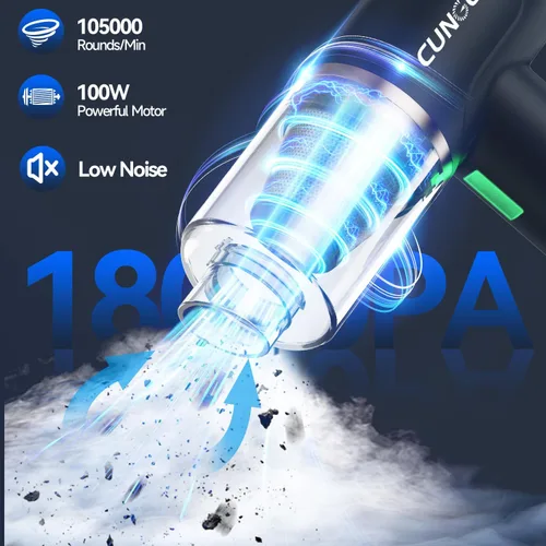 Vista 3 de Aspiradora de Coche Aspiradora de Mano Portátil Inalámbrica, 18000Pa 5 en 1, Motor Sin Escobillas de 100W, Aspiradora de Alta Potencia con Martillo