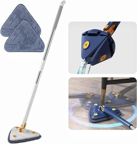 Vista 10 de Trapeador de limpieza ajustable giratorio de 360° con mango largo de 52.1 pulgadas de largo automático, limpieza de agua, trapeador giratorio