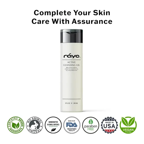 Vista 5 de Raya Gel limpiador facial activo (G-107), limpiador de control de aceite con AHA y BHA, gel de poros profundos para pieles grasas y resquebrajadas