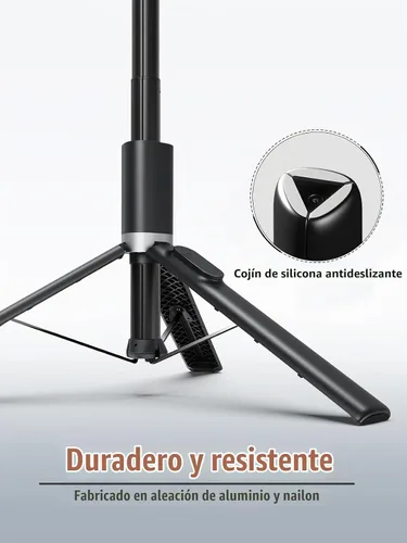 Vista 2 de Trípode de 61 pulgadas de alto para iPhone, trípode para selfie stick todo en uno con control remoto inalámbrico, soporte ligero para grabación