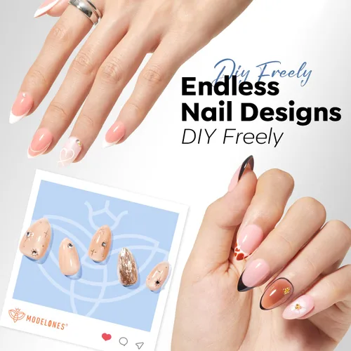 Vista 8 de Modelones Puntas de uñas cortas de almendra, 360 unidades, transparentes