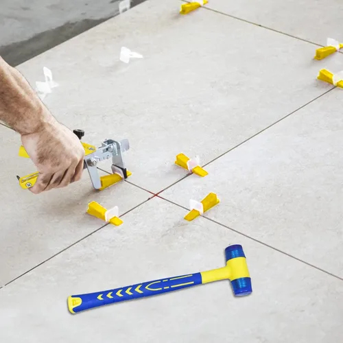 Vista 5 de Sistema de nivelación de azulejos con alicates para azulejos, 1500 piezas de clips espaciadores de azulejos, 300 piezas de cuñas reutilizables y 1