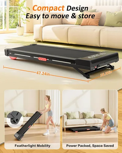 Vista 9 de Walking Pad Treadmill with Handle Bar,Walking Pad with Incline 8%,2.5HP Quiet Under Desk 320 lbs 2 in 1Treadmills for Home Office,Compact Foldable