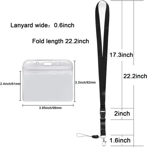Vista 3 de Paquete de 5 cordones de identificación, portadocumentos, cordón ajustable para cuello, doble gancho