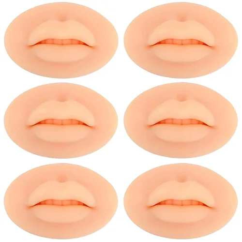 Vista 15 de Labios falsos de tatuaje, 3 piezas de tatuajes, labios de práctica de silicona 5D para prácticas de maquillaje, práctica de tatuajes realistas
