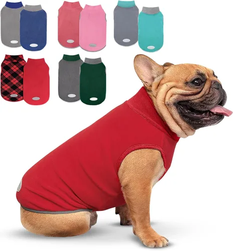 Vista 15 de cyeollo Paquete de 2 suéteres de forro polar para perro, chaleco cálido reflectante para perro, abrigo elástico para perro, chaqueta de invierno