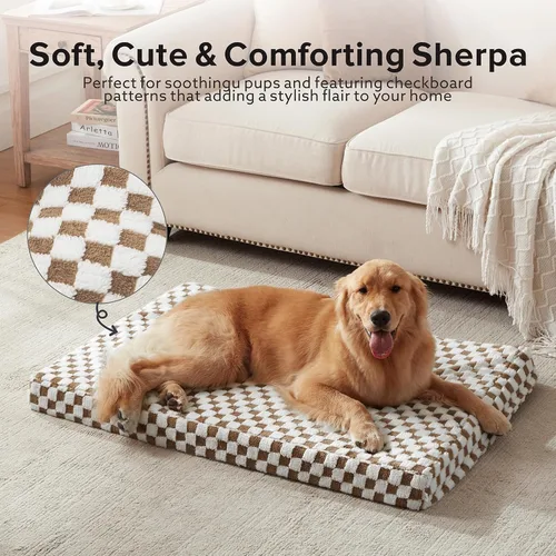 Vista 2 de JOEJOY Cama para Perros Medianos, Cama Ortopédica Grande para Perros con Funda Lavable Extraíble, Linda Cama de Felpa Moderna y Espuma Viscoelástica