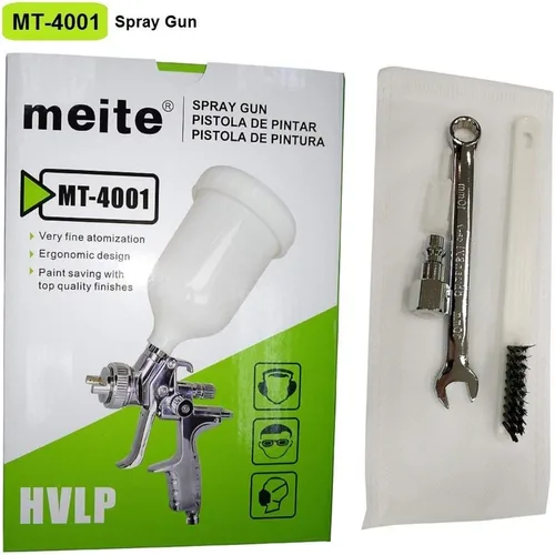 Vista 5 de meite Boquilla de 0.06 pulgadas, 30 PSI de alimentación por gravedad, diseño HVLP, pistola de pulverización de aire profesional - MT-4001-14G