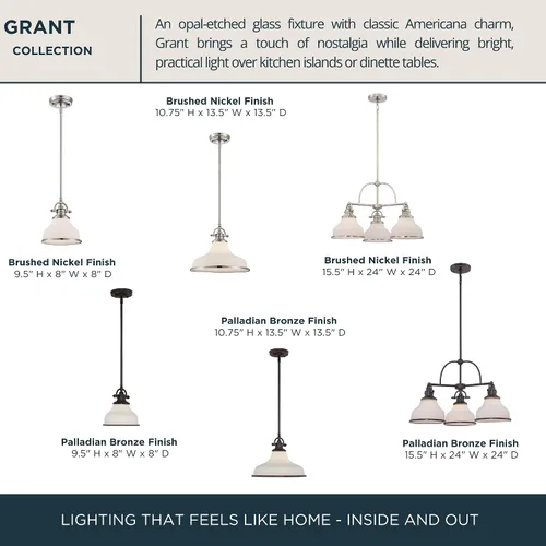 Vista 5 de Quoizel Grant Mini Lámpara Colgante, 8 Pulgadas 1-Luz Bronce Paladiano Cristal Ópalo Grabado Lámpara Colgante, Lámpara de Techo Colgante para Isla