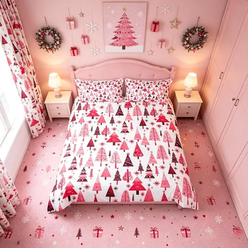Vista 12 de Juego de funda de edredón con diseño de ciervo de cabaña, tamaño twin, juego de ropa de cama rústica de tablón de madera de árbol de Navidad