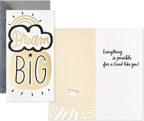 Vista 5 de Hallmark Surtido de tarjetas de regalo o soporte para dinero de graduación, Dream Big (4 tarjetas con sobres)