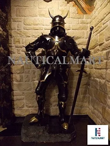 Vista 2 de NauticalMart Caballero medieval gótico completo de armadura con cuernos del siglo XV