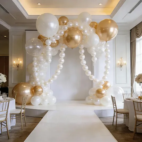 Vista 5 de Globos de enlace blanco perla, 100 globos de enlace rápido de color perla de 6 pulgadas para hacer globos, pared, arco de corazón, globo de cola